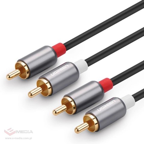 Kabel Ugreen AV104 10518 audio 2RCA (męski) / 2RCA (męski) 2m - szary