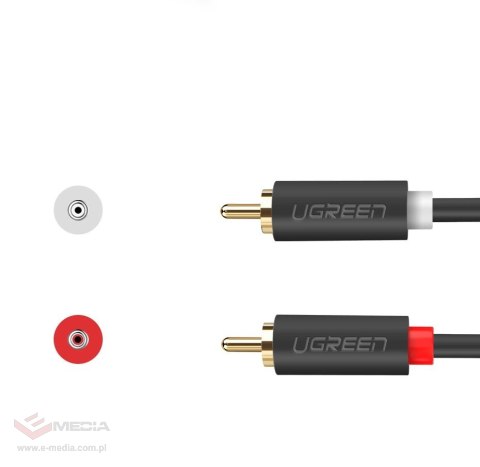 Kabel Ugreen AV104 10518 audio 2RCA (męski) / 2RCA (męski) 2m - szary
