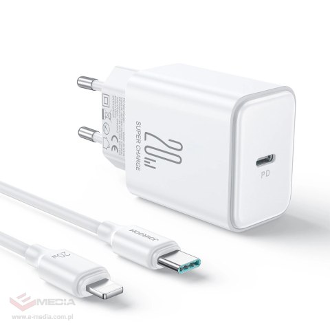 Ładowarka Joyroom JR-TCF06 20W USB-C PD z kablem USB-C / Lightning - biała