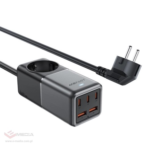 Ładowarka biurkowa Acefast Z2 GaN 75W PD 3x USB-C 2x USB-A - czarno-szara