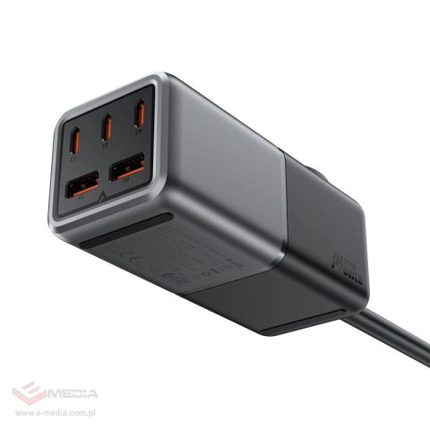 Ładowarka biurkowa Acefast Z2 GaN 75W PD 3x USB-C 2x USB-A - czarno-szara