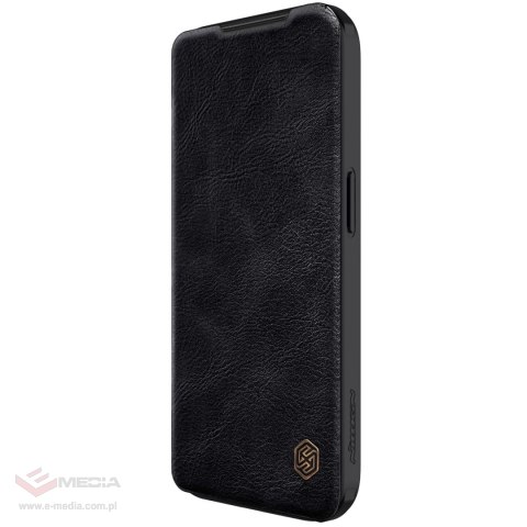 Skórzane etui z klapką osłoną aparatu do iPhone 15 Pro Max Nillkin Qin Pro Leather - czarne