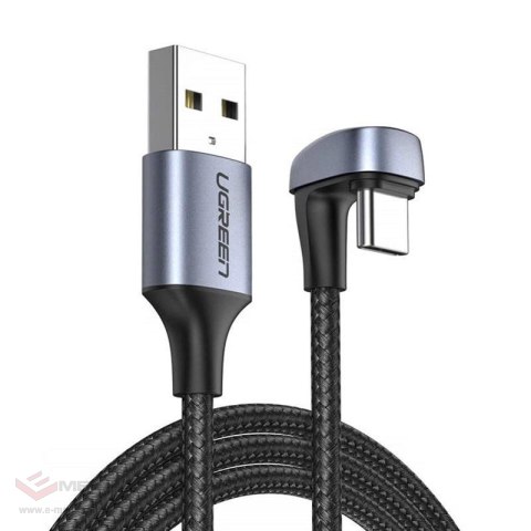 Ugreen nylonowy kątowy kabel przewód USB - USB Typ C 2 m 3 A 18 W Quick Charge AFC FCP dla graczy szary (70315)