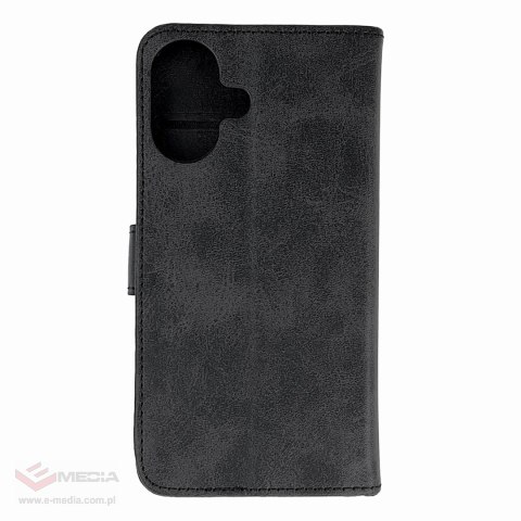 Etui Leather Book Case na iPhone 16 - czarne