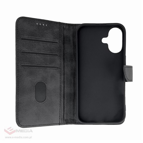 Etui Leather Book Case na iPhone 16 - czarne