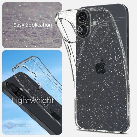 Etui Spigen Liquid Crystal na iPhone 16 Plus - przezroczysto-brokatowe