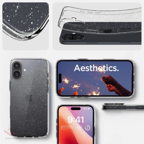 Etui Spigen Liquid Crystal na iPhone 16 Plus - przezroczysto-brokatowe