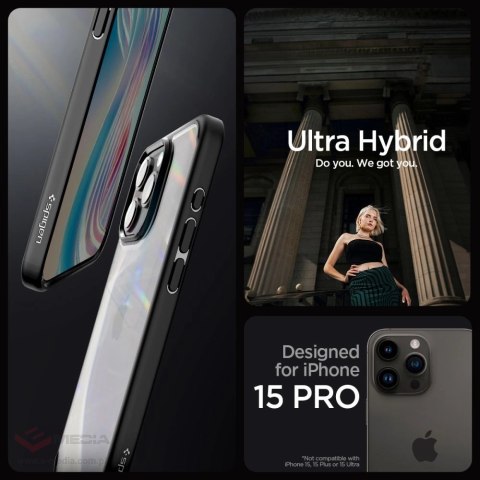 Etui Spigen Ultra Hybrid na iPhone 15 Pro - czarny mat