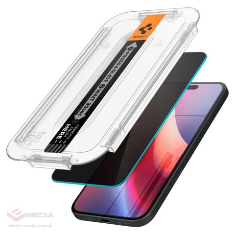 Szkło hartowane Spigen Glas.tR EzFit prywatyzujące na iPhone 15 / 16 z adapterem (2 szt.)