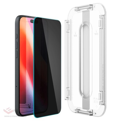 Szkło hartowane Spigen Glas.tR EzFit prywatyzujące na iPhone 15 / 16 z adapterem (2 szt.)