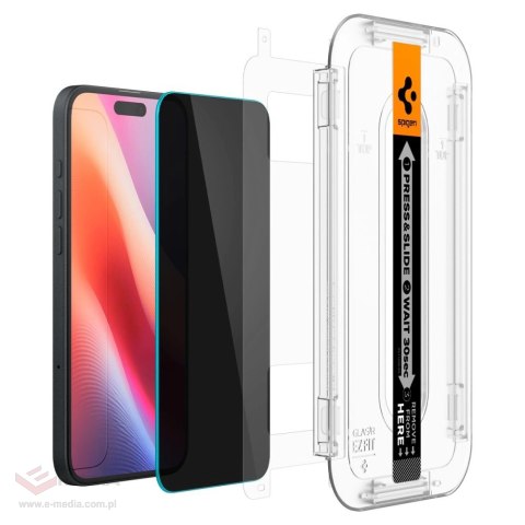 Szkło hartowane Spigen Glas.tR EzFit prywatyzujące na iPhone 15 / 16 z adapterem (2 szt.)