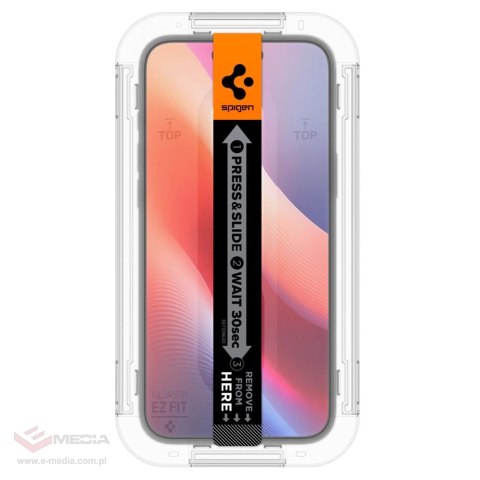 Szkło hartowane Spigen Glas.tR EzFit prywatyzujące na iPhone 15 / 16 z adapterem (2 szt.)