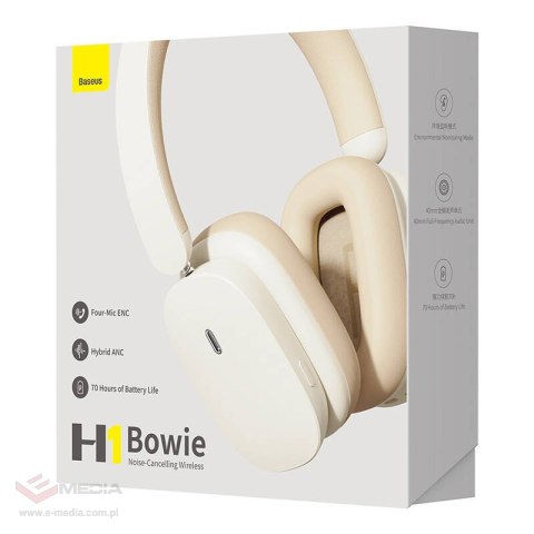 Słuchawki Bluetooth 5.2 Baseus Bowie H1, ANC (białe)