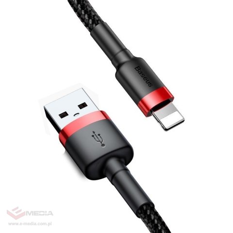 Kabel Lightning USB Baseus Cafule 2,4A 0.5m (czarno-czerwony)