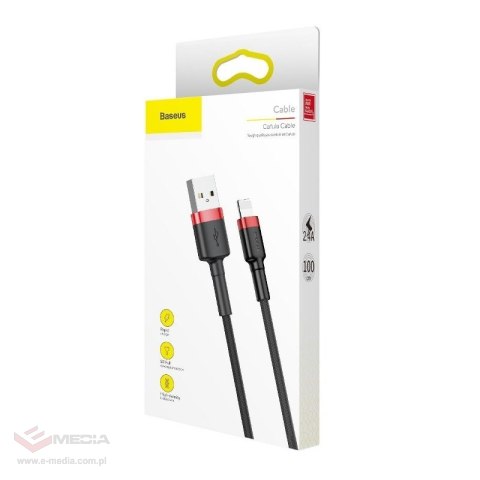 Kabel Lightning USB Baseus Cafule 2,4A 0.5m (czarno-czerwony)