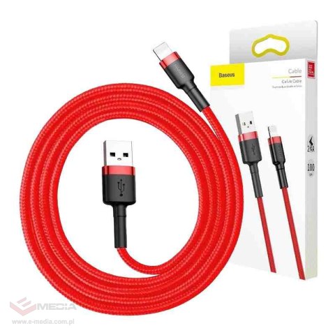 Kabel Lightning USB Baseus Cafule 2,4A 0.5m (czerwony)