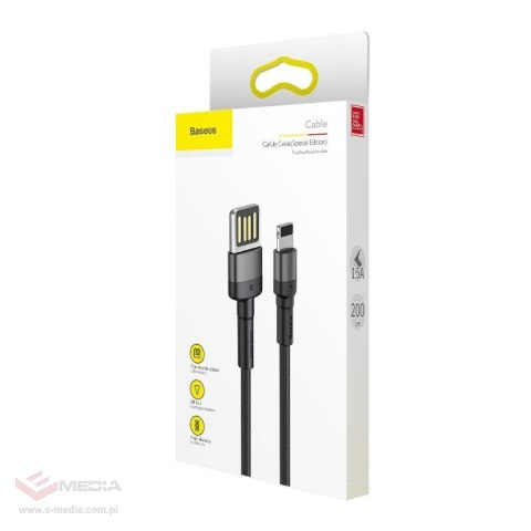 Kabel Lightning USB (dwustronny) Baseus Cafule 1,5A 2m (szaro-czarny)