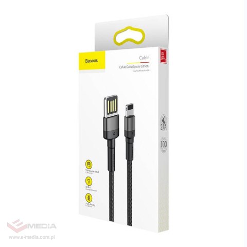 Kabel Lightning USB (dwustronny) Baseus Cafule 2,4A 1m (szaro-czarny)
