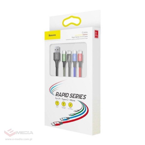 Kabel USB Baseus Fast 4w1 USB-C / 2x Lightning / Micro 3,5A 1,2m (czarny)