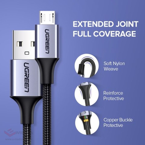 Kabel USB do Micro USB UGREEN US290 QC 3.0 2.4A 2m (czarny)