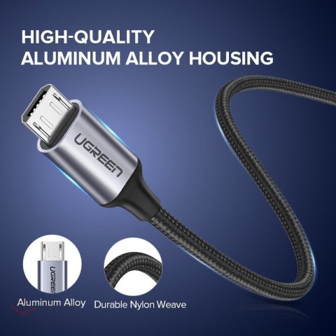 Kabel USB do Micro USB UGREEN US290 QC 3.0 2.4A 2m (czarny)