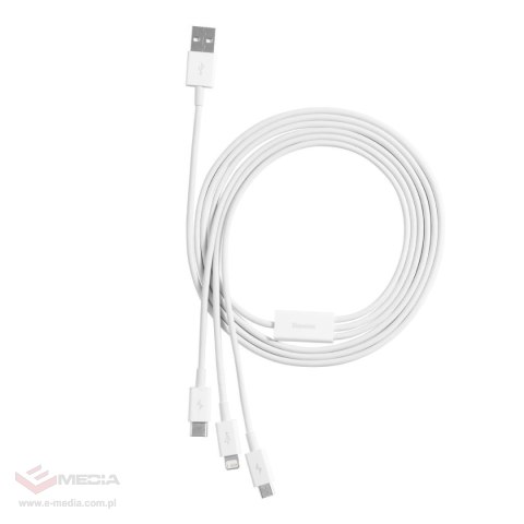 Kabel USB 3w1 Baseus Superior Series, USB do micro USB / USB-C / Lightning, 3.5A, 1.5m (biały)
