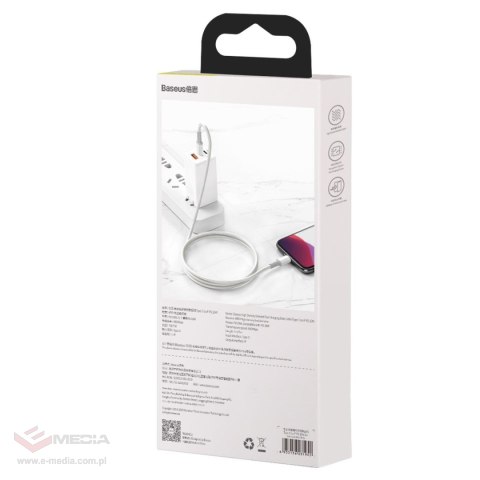 Kabel USB-C do Lightning Baseus High Density Braided, 20W, 5A, PD, 1m (biały)