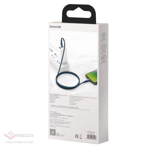 Kabel USB-C do Lightning Baseus High Density Braided, 20W, 5A, PD, 1m (niebieski)