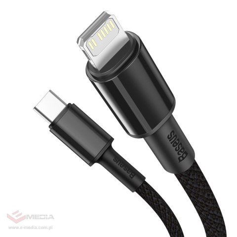 Kabel USB-C do Lightning Baseus High Density Braided, 20W, 5A, PD, 2m (czarny)