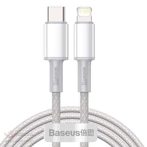 Kabel USB-C do Lightning Baseus High Density Braided, 20W, PD, 2m (biały)