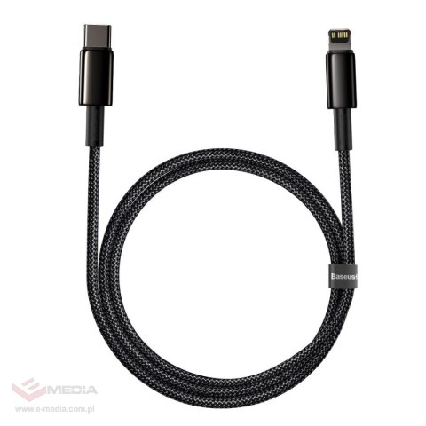 Kabel USB-C do Lightning Baseus Tungsten Gold, 20W, 5A, PD, 1m (czarny)