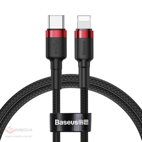 Kabel USB-C do Lightning PD Baseus Cafule, 18W, 1m (czarno-czerwony)