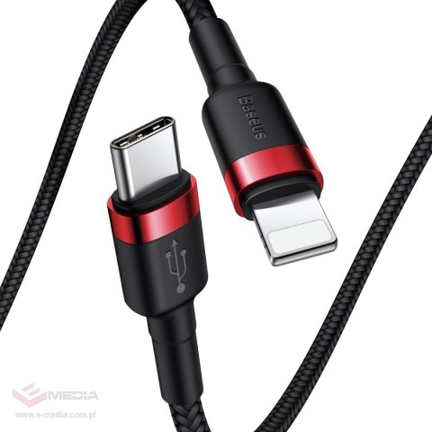 Kabel USB-C do Lightning PD Baseus Cafule, 18W, 1m (czarno-czerwony)