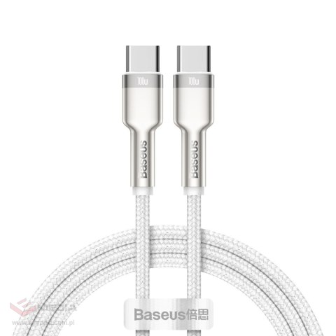 Kabel USB-C do USB-C Baseus Cafule, 100W, 1m (biały)