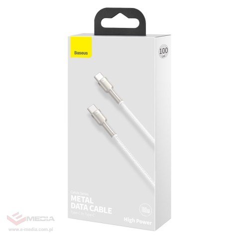 Kabel USB-C do USB-C Baseus Cafule, 100W, 1m (biały)