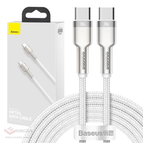 Kabel USB-C do USB-C Baseus Cafule, 100W, 2m (biały)