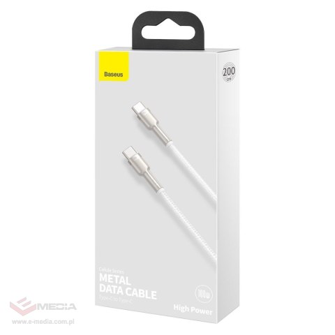 Kabel USB-C do USB-C Baseus Cafule, 100W, 2m (biały)