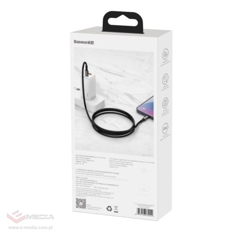 Kabel USB-C do USB-C Baseus Tungsten Gold, 100W, 2m (czarny)