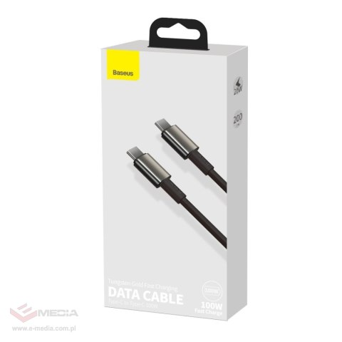 Kabel USB-C do USB-C Baseus Tungsten Gold, 100W, 2m (czarny)