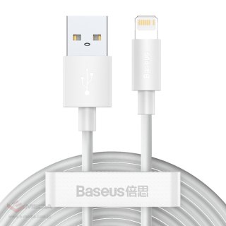 Kabel USB do Lightning Baseus Simple Wisdom, 2.4A, 1.5m (biały) 2szt.