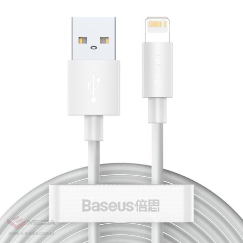Kabel USB do Lightning Baseus Simple Wisdom, 2.4A, 1.5m (biały) 2szt.