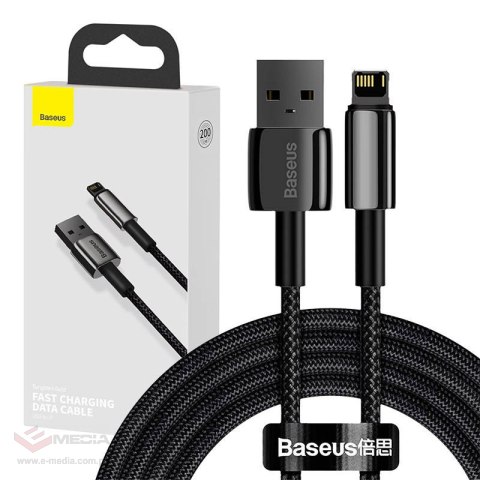 Kabel USB do Lightning Baseus Tungsten Gold, 2.4A, 2m (czarny)