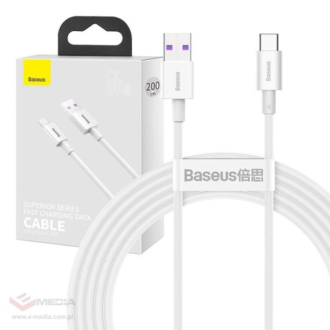 Kabel USB do USB-C Baseus Superior Series, 66W, 2m (biały)