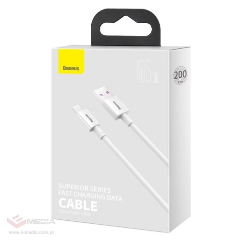 Kabel USB do USB-C Baseus Superior Series, 66W, 2m (biały)