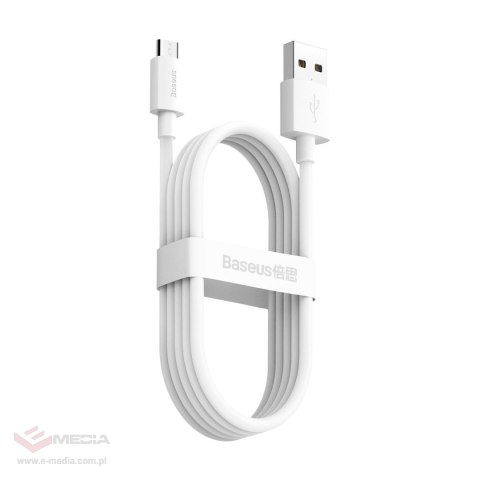 Kabel micro USB do USB Baseus Simple Wisdom, 2.1A, 1.5m (biały) 2szt.