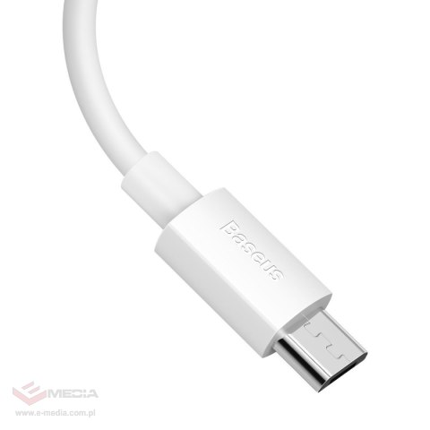 Kabel micro USB do USB Baseus Simple Wisdom, 2.1A, 1.5m (biały) 2szt.