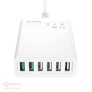 Ładowarka 6x USB Blitzwolf BW-S15, QC 3.0, 60W (biały)