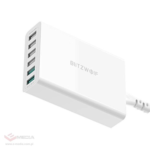 Ładowarka 6x USB Blitzwolf BW-S15, QC 3.0, 60W (biały)