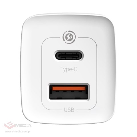 Ładowarka sieciowa Baseus GaN2 Lite, USB + USB-C, 65W, EU (biała)