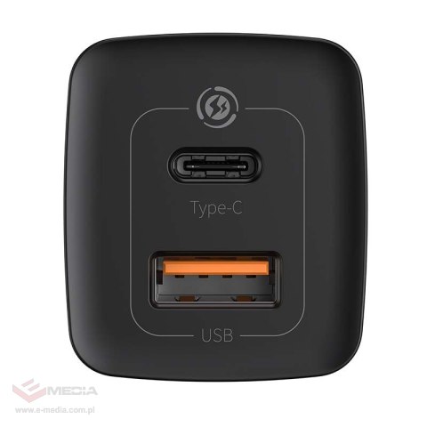 Ładowarka sieciowa Baseus GaN2 Lite, USB + USB-C, 65W, EU (czarna)